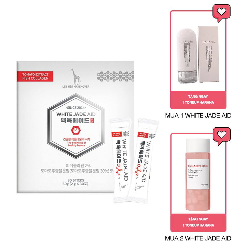 [CHÍNH HÃNG TẠI HOA XINH] Collagen Trắng Da White Jade Aid Hàn Quốc (HỘP/30 tuýp) - Nhập Khẩu Hàn Quốc