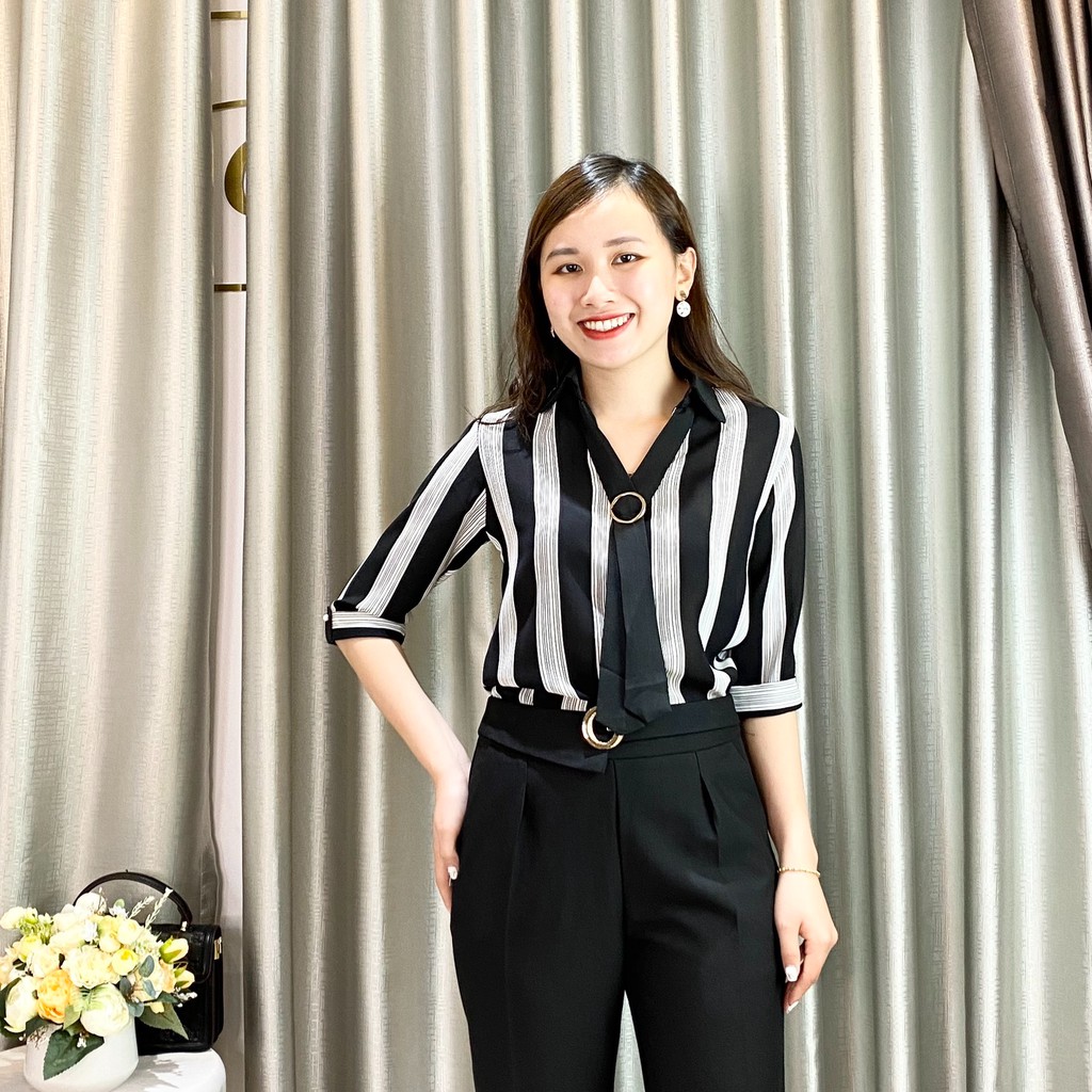 Áo sơ mi nữ kẻ cổ đức Emvy fashion A7 | BigBuy360 - bigbuy360.vn