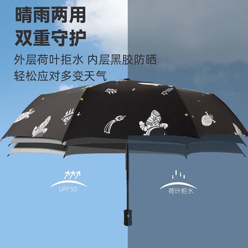 StarCraft Automatic Sun Umbrella Rain and Rain Dual-Use Folding Sun-Proof UV-Proof Male and Female Student Umbrella 2PcH