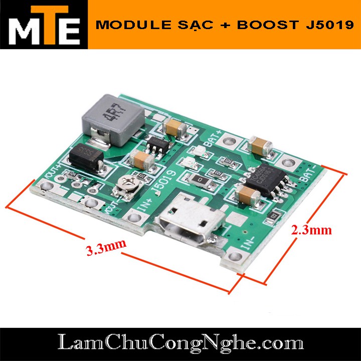 Mạch nguồn tăng áp 4.3-27V tích hợp sạc pin 18560 TA-J5019 - Module nguồn boost