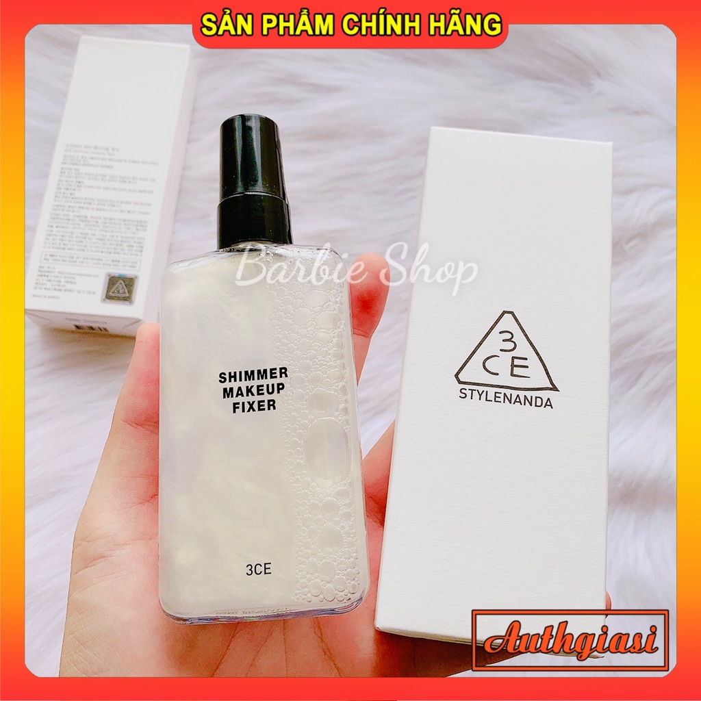 Xịt khoáng khóa nền 3CE Makeup Fixer Mist / Shimmer Makeup Fixer giữ nền lâu trôi