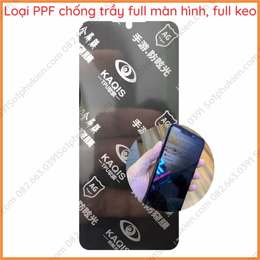 Dán cường lực chống nhìn trộm Xiaomi Poco C40 nano (cường lực dẻo 9H) &amp; PPF (6H, tự phục hồi vết trầy)