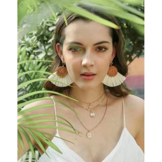 SALE Khuyên tai mây phối tua rua khuyên tai mây tre đan khuyên tai cói khuyên tai nữ