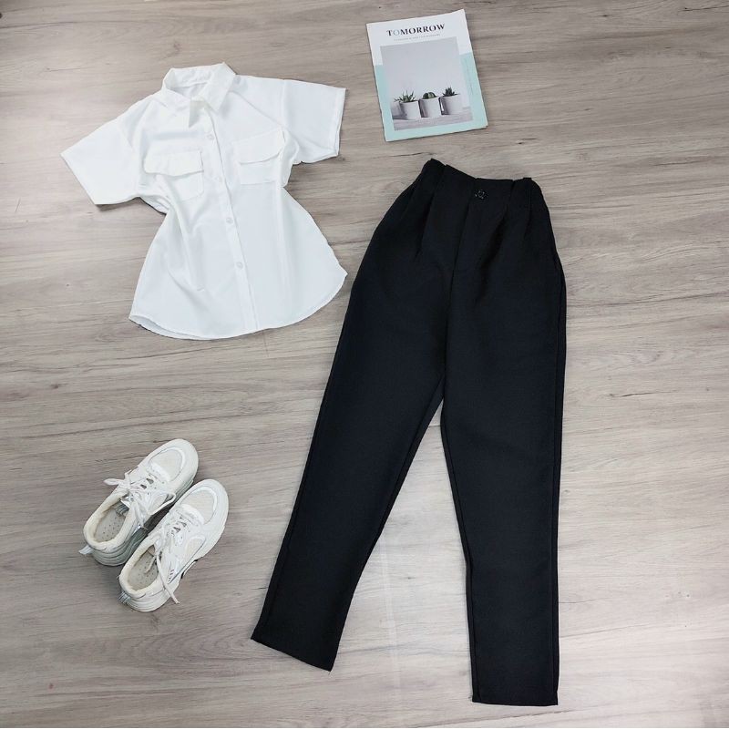 Quần tây lưng cao lưng chun xếp li- quần tây 4 nút basic - QD01 | BigBuy360 - bigbuy360.vn