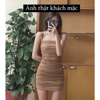 [ORDER] Váy body 2 dây nâu tây
