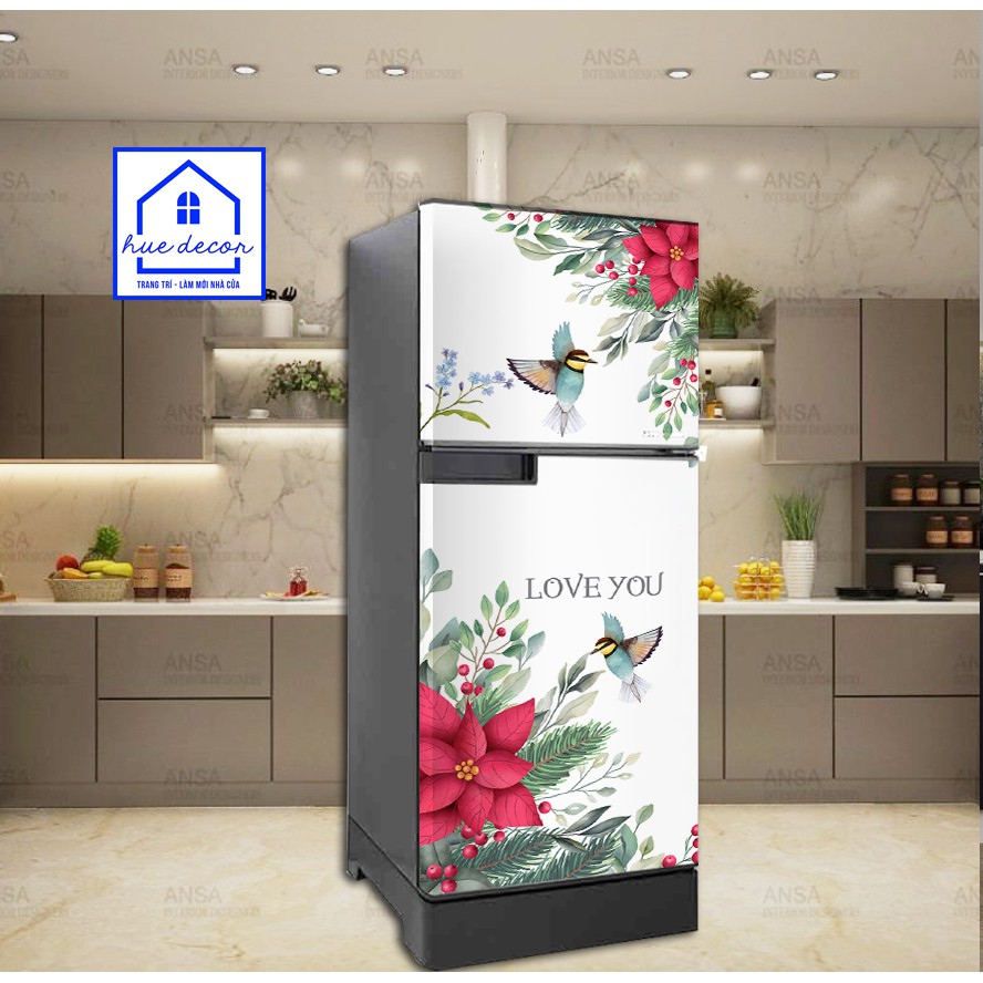 Tem dán tủ lạnh -máy giặt hoa trạng nguyên  HUE DECOR  siêu bền, chống nước, dán được cho mọi loại tủ