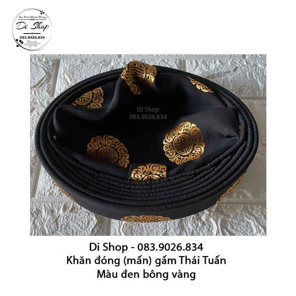 Áo dài khăn đóng nam vải gấm Thái Tuấn cao cấp - MÀU ĐEN BÔNG VÀNG