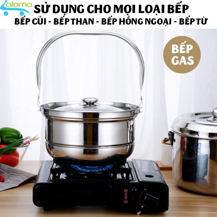 Nồi ủ nhiệt chân không đế gang Mẫu Tử 6L - Tặng bộ 5 hộp inox