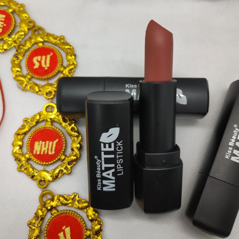 Son sáp Kiss Beauty Matte siêu lì lâu trôi màu nude