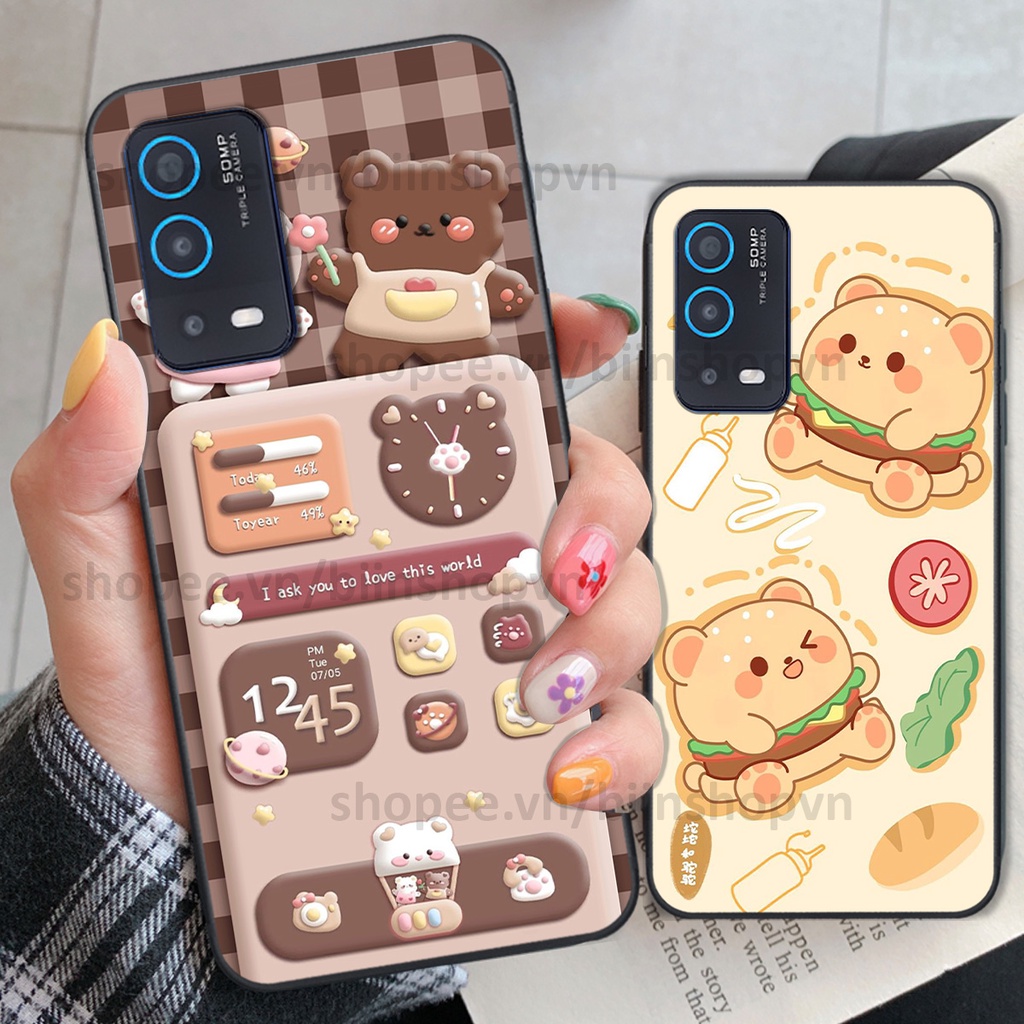 Ốp Oppo A54 / A55 in hình gấu chocolate kẹo ngọt siêu đẹp siêu xinh