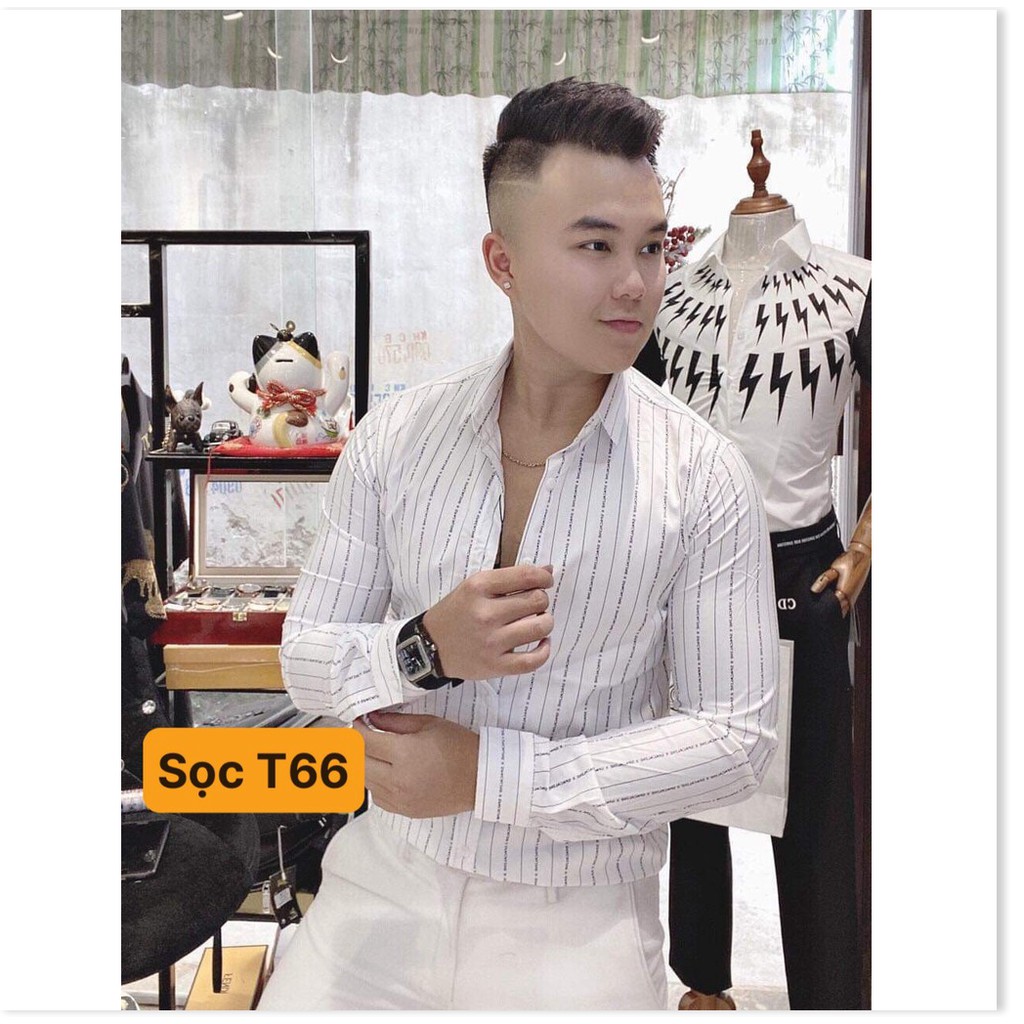 Áo Sơ Mi Nam Tay Dài Vải Lụa Co Dãn Nhiều Sọc Dọc Họa Tiết Nhẹ MS03 &lt;3 HP