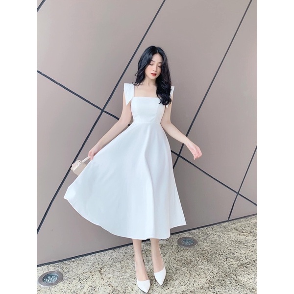 Váy xòe dáng dài tay dây chất lụa đẹp dự tiệc cánh tiên cao cấp | BigBuy360 - bigbuy360.vn