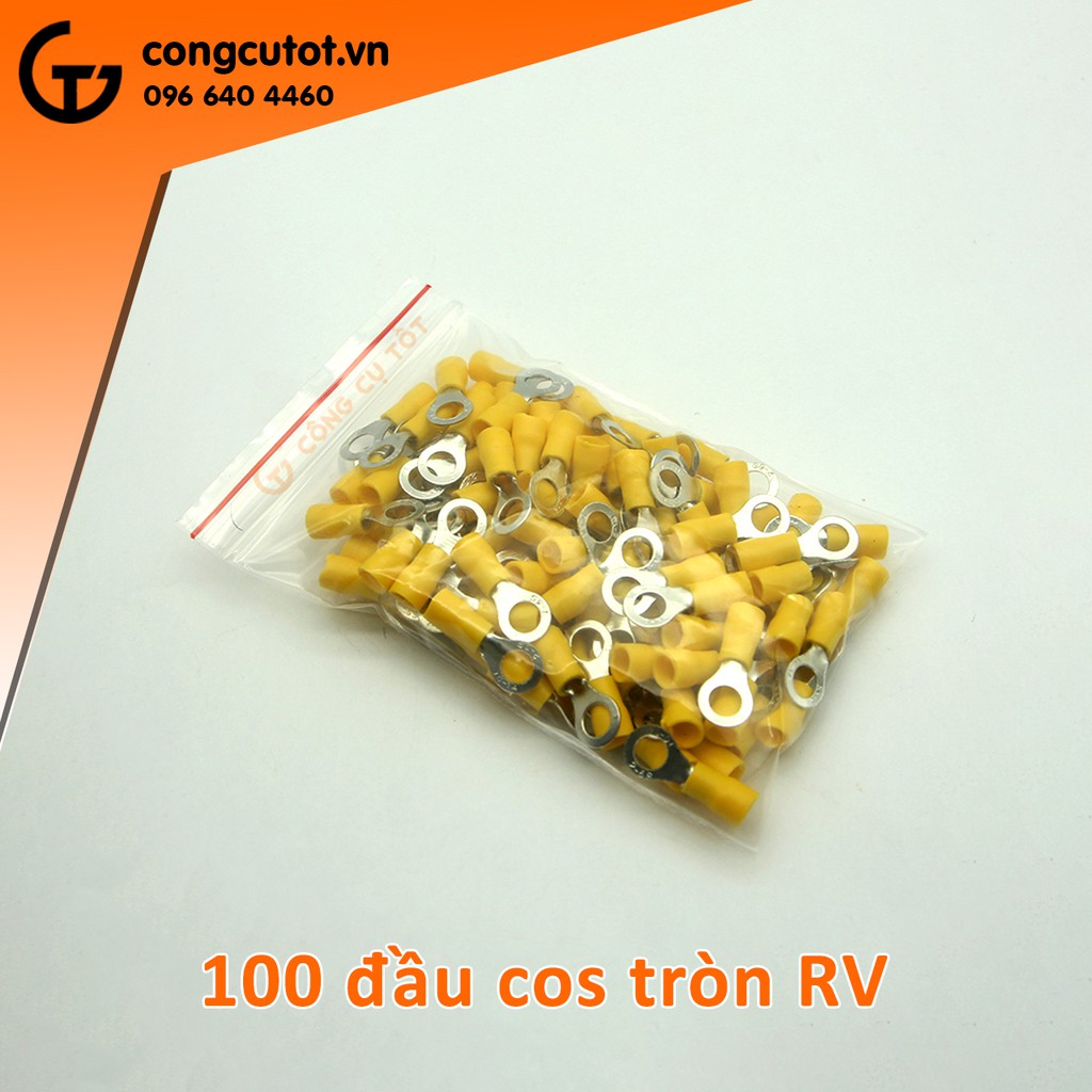 Túi 100 đầu cos tròn RV bọc nhựa