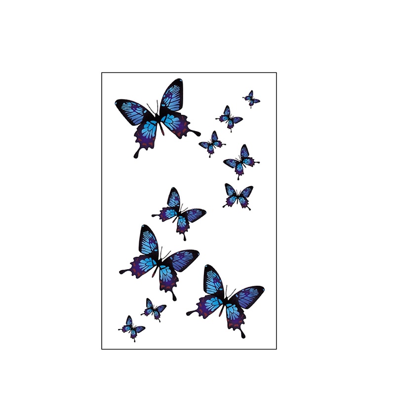 Miếng dán xăm tạm thời họa tiết bướm màu xanh dương chống thấm nước