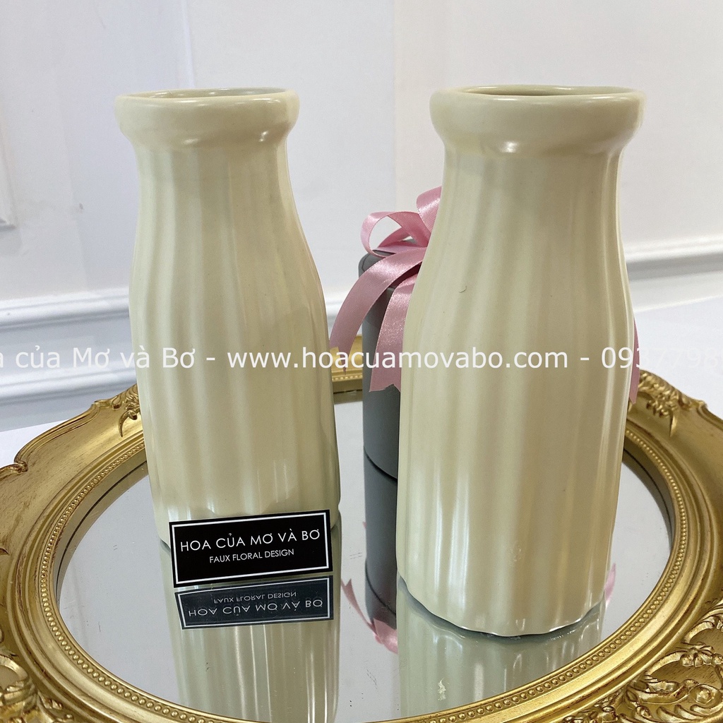 Bình Lọ Hoa Gốm Sứ Mini Merber Màu Pastel Đen/Trắng/Hồng/Cam/Xanh Biển Dài 18cm Thích Hợp Cắm Hoa Khô, Hoa Giả, Hoa Lụa