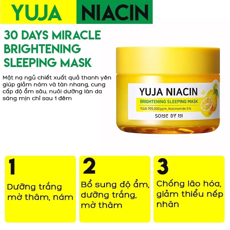 Mặt Nạ Ngủ Dưỡng Sáng Da Some By Mi Yuja Niacin 30 Days Miracle Brightening Sleeping Mask 60g
