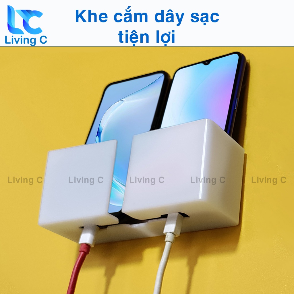 Giá đỡ điện thoại dán tường Living C, kệ đựng remote điều khiển có sẵn miếng dán tường _DT2