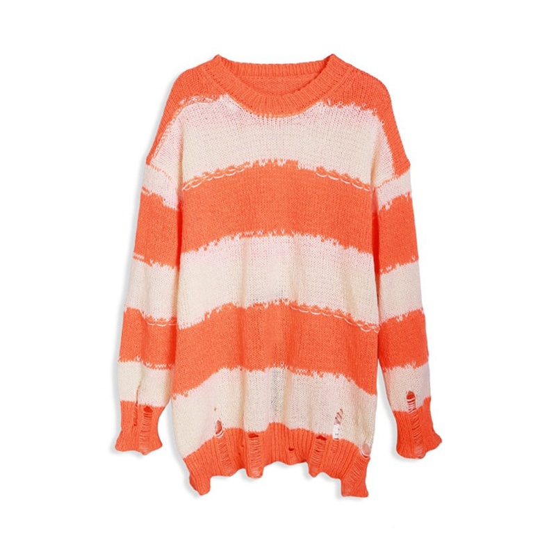 Áo Sweater Dệt Kim Tay Dài Dáng Rộng Thiết Kế Xinh Xắn Cho Nữ