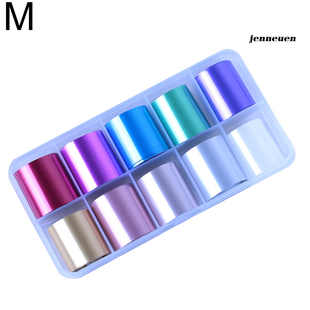 [Hàng mới về] Bộ 10 Cuộn Giấy Lá Kim Loại Lập Thể Dán Móng Trang Trí Nghệ Thuật