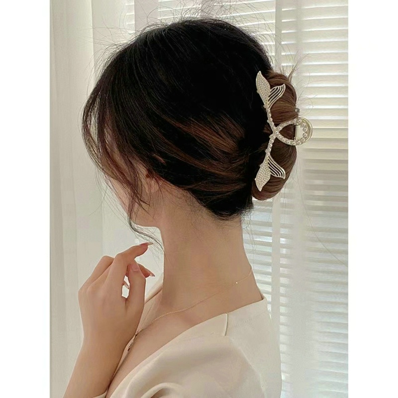 Kẹp Tóc Kim Loại Đính Ngọc Trai Nhân Tạo Phong Cách Hàn Quốc
