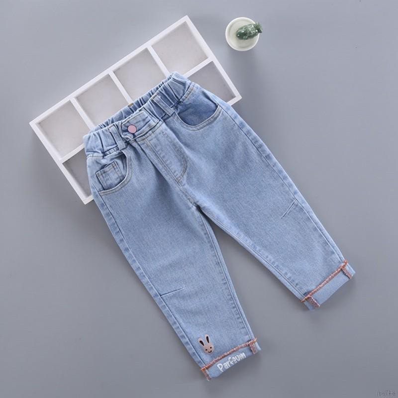 Quần Jeans Dài Lưng Thun Thời Trang Cho Bé 1-7 Tuổi