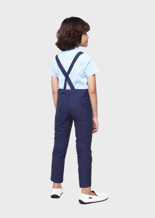 Áo sơmi bé trai tay ngắn CLT linen xanh biển Jadiny
