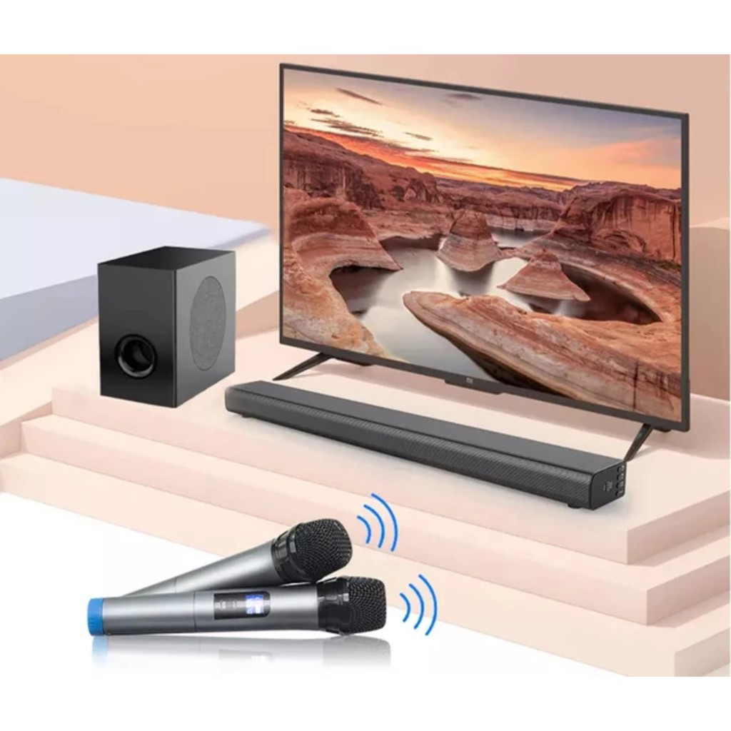 [Mã ELHACE giảm 4% đơn 300K] Loa Soundbar Trầm 5.1 Bluetooth Hát Karaoke AMOI L5 Tặng 02 Micro Không Dây cao cấp