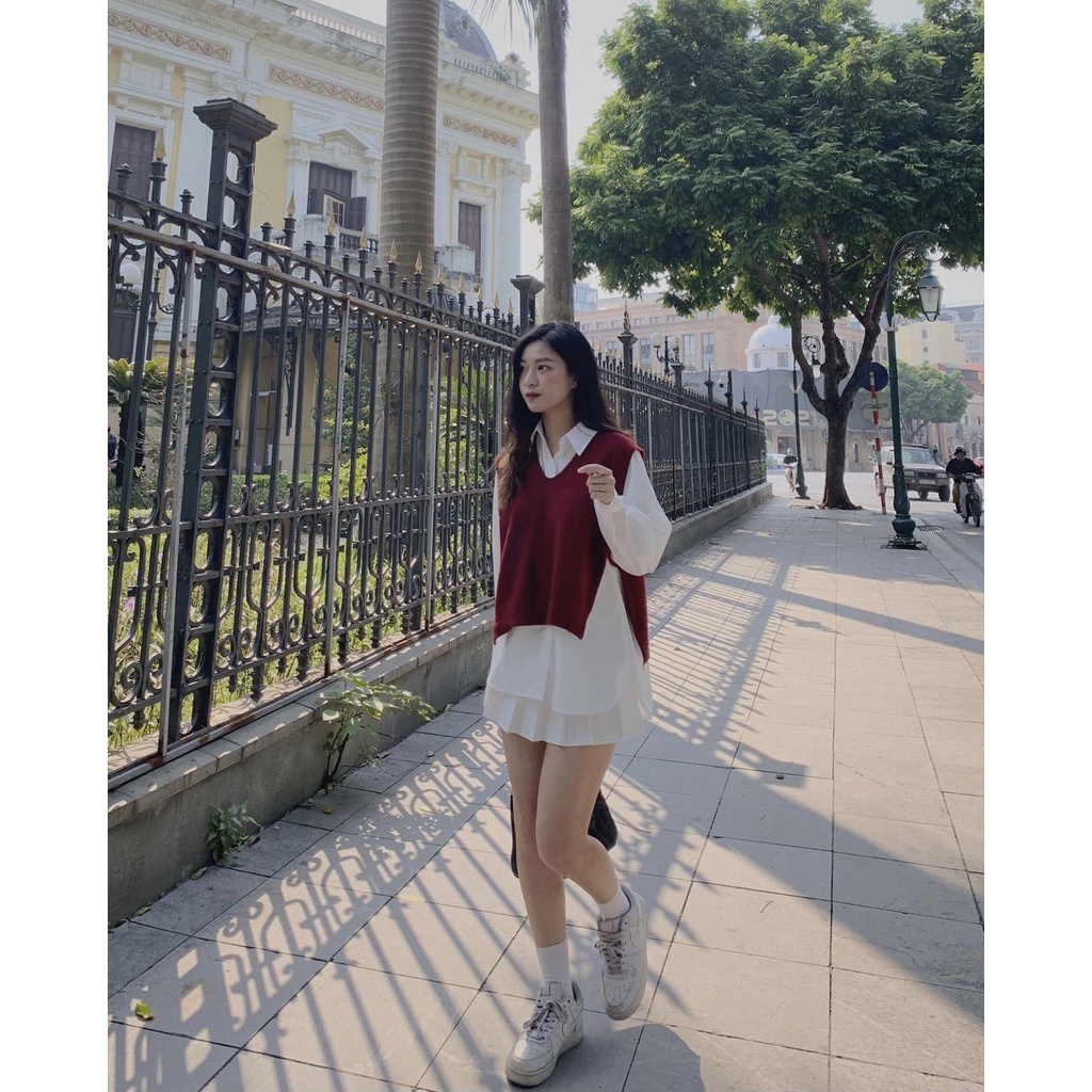 sét đồ nữ cá tính, sét áo sơ mi trắng nữ áo gile croptop chuẩn style trend có thể mix chung hoặc tách rời Diểm Shop | BigBuy360 - bigbuy360.vn