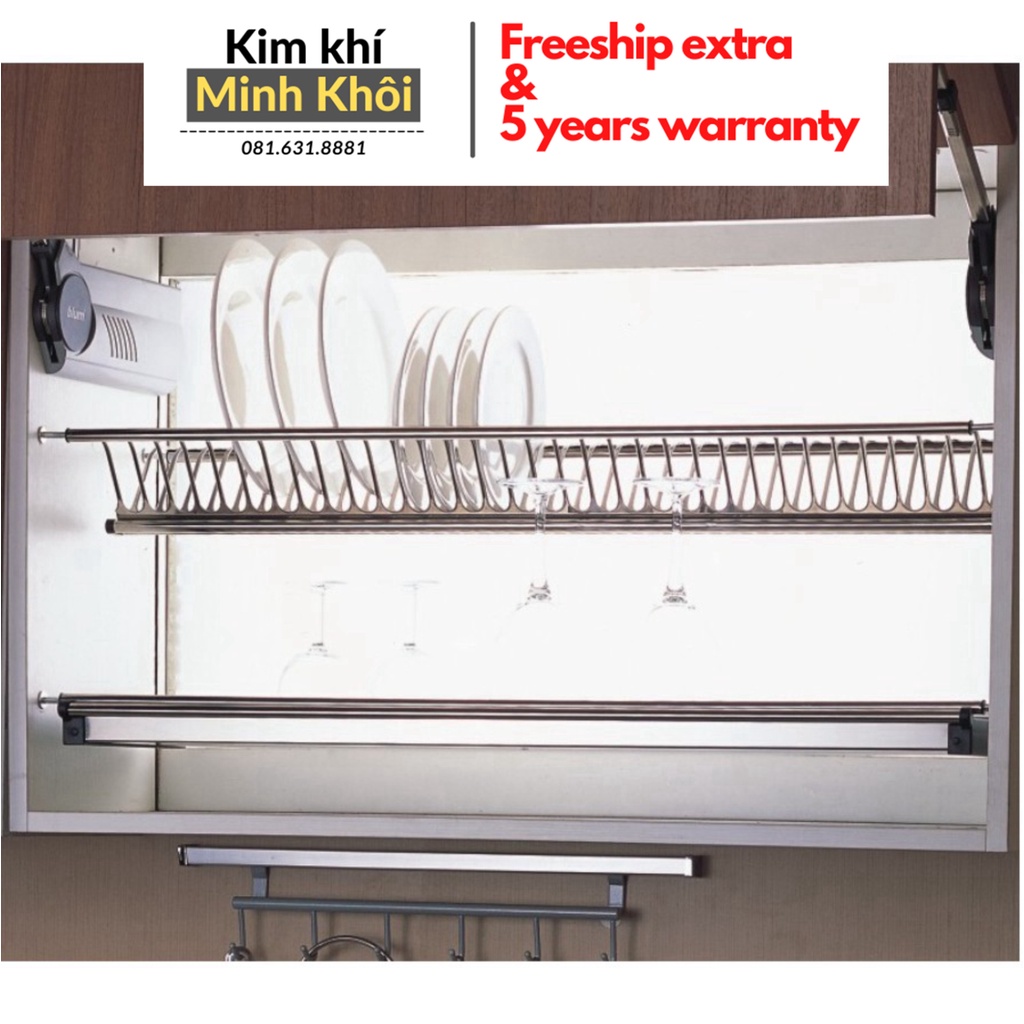 Giá Bát Cố Định Chữ V inox 304 2 Tầng, 3 Tầng có khay hứng nước lắp tủ bếp