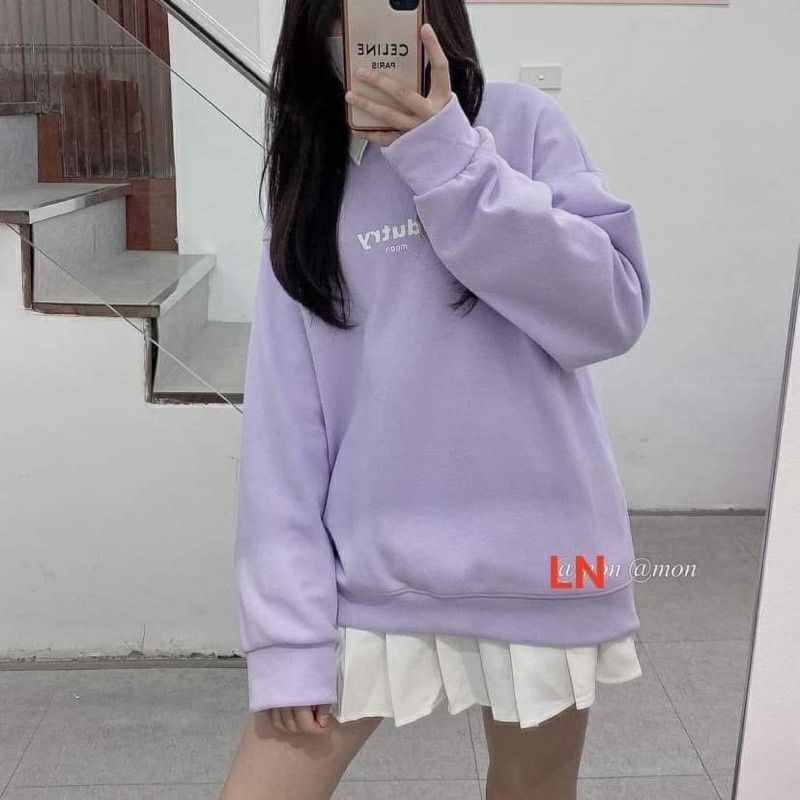 ÁO NỈ BO TÍM MỘNG MƠ ĐẸP DỊU DÀNG PHỐ THỜI TRANG HOT TEEN