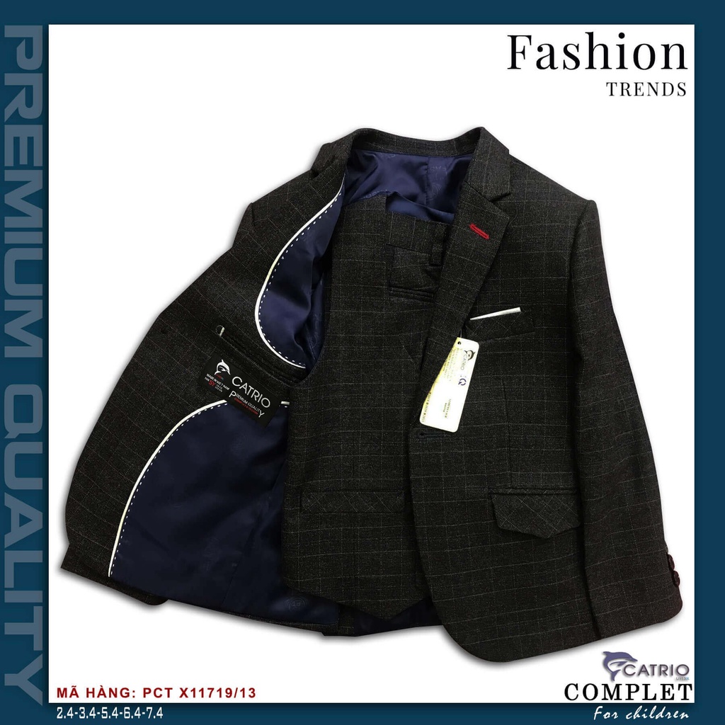 Áo đờ mi trẻ em, áo vest bé trai, áo comple cao cấp Catrio A-PCT11719/13