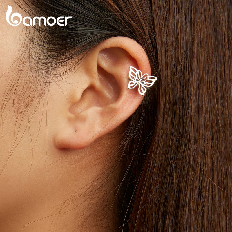BAMOER 1 Bông Tai bạc 925 Hình Bướm Thời Trang Cho Nữ