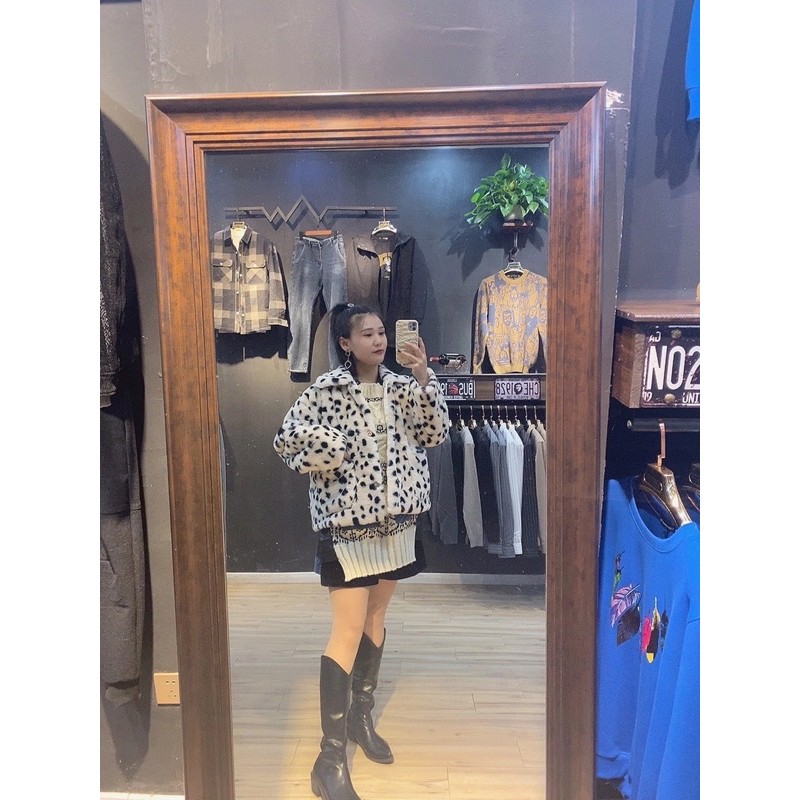 Áo khoác lông giả báo