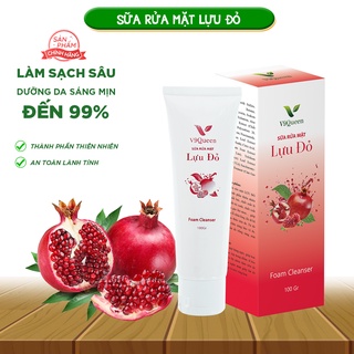 Sữa rửa mặt làm sáng da và dưỡng ẩm V9Queen, chiết xuất lựu đỏ làm sạch sâu 50g - 100g