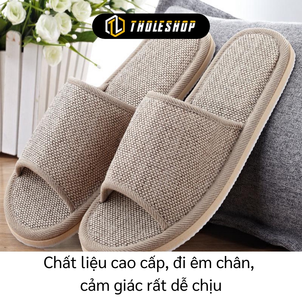 Dép Đi Trong Nhà - Dép Vải Lanh Đế Cao Su Đi Trong Khách Sạn, Spa Không Trơn 8931