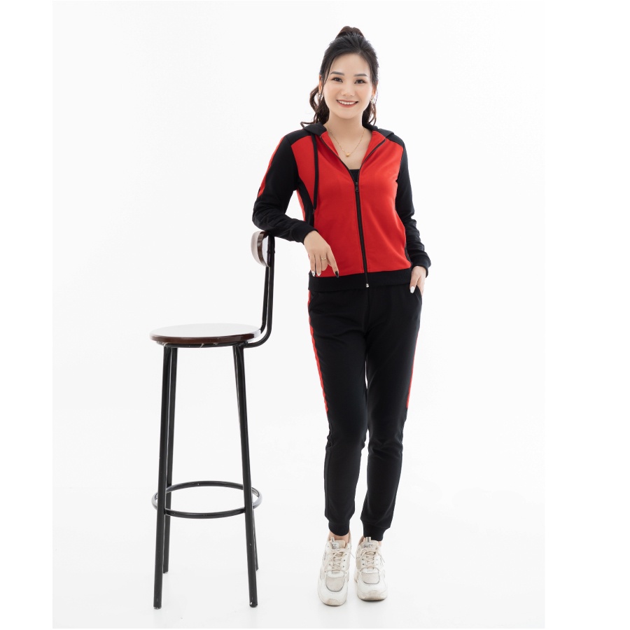 Bộ nỉ nữ PALVIN, có khóa kéo có mũ chất liệu da cá cao cấp thu đông – T2BDC03