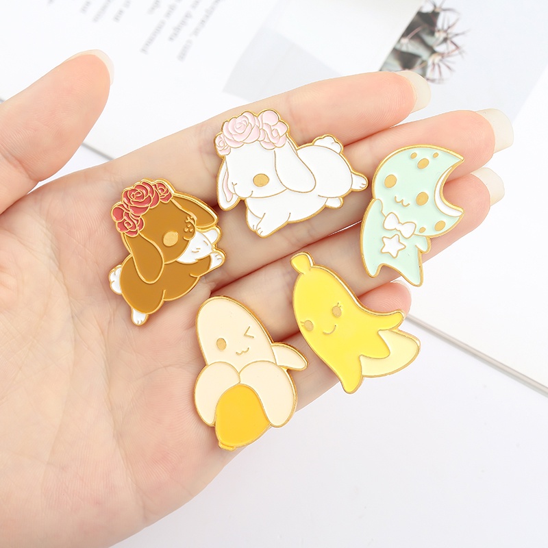 Ghim Cài Áo Hình Trái Chuối/Mặt Trăng/Ngôi Sao Hoạt Hình Dễ Thương Cho Bé