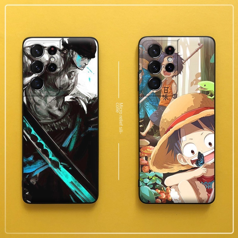 Samsung S21ultra Mobile Phone Case Luffy Soron Ace Galaxy S21 Protective Cover Cartoon S20fe Two-Dimensional Cute 5G Female Emperor Luo Male One Piece Frosted Soft Silicone