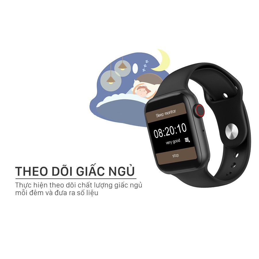 Đồng Hồ Thông Minh W34 iWatch Series 4 Hỗ Trợ Tiếng Việt Nghe Gọi - Đồng Bộ Thông Báo Từ Điện Thoại Qua Bluetooth