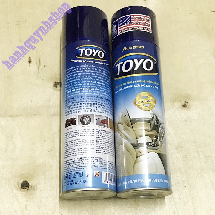 Chai Xịt Bóng Toyo Thái Lan Làm Bóng Mới Đồ Da, Gỗ, Nội Thất Ô Tô 500ml