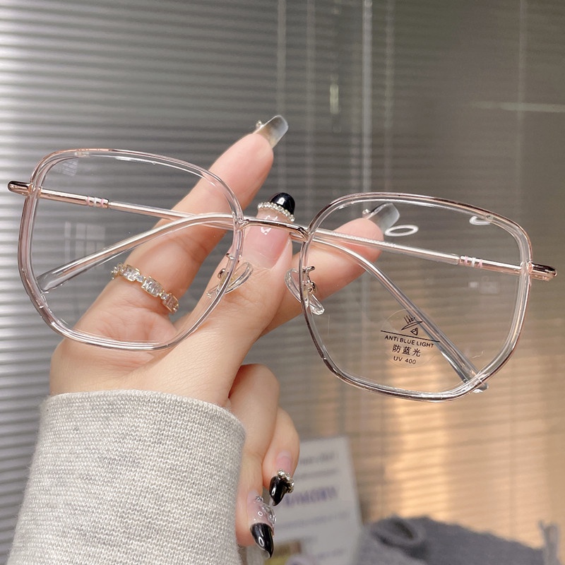 Mắt Kính Gọng Kim Loại Chống Bức Xạ Phong Cách Retro Hàn Quốc Cho Nam Nữ