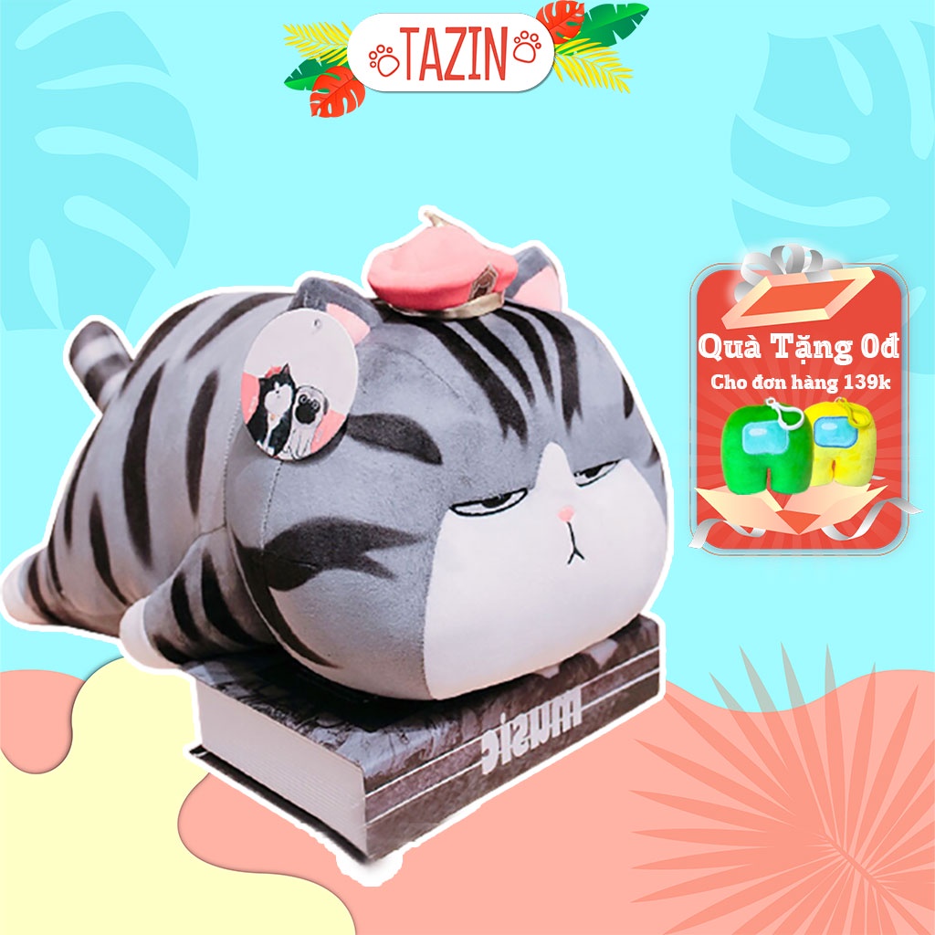 Gấu bông mèo hoàng thượng nằm, thú bông mèo hoàng thượng cao cấp Tazin