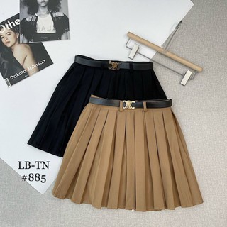 Chân váy xếp ly kèm đai tag giữa hàng QC