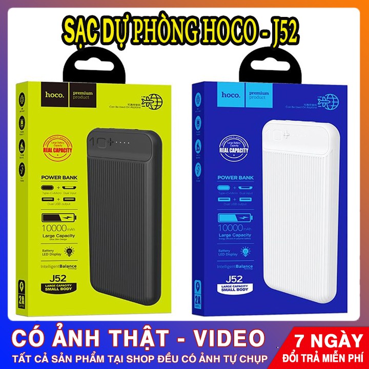 SẠC DỰ PHÒNG HOCO J52 10.000 mAh | Thiết Kế Sang Chảnh - Nhỏ Gọn | 100% CHÍNH HÃNG - 80001