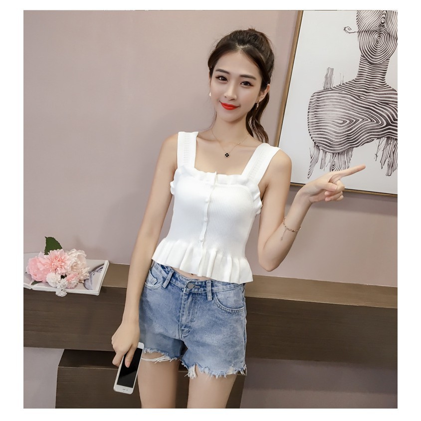 Áo Kiểu Không Tay Xếp Ly Thiết Kế Đơn Giản Hợp Thời Trang