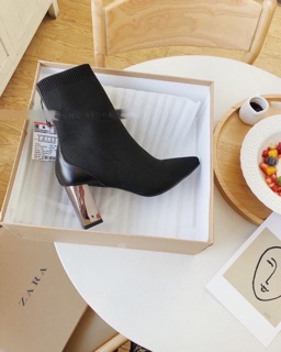 Bốt boot zara gót gương xuất dư fullbox tag mác