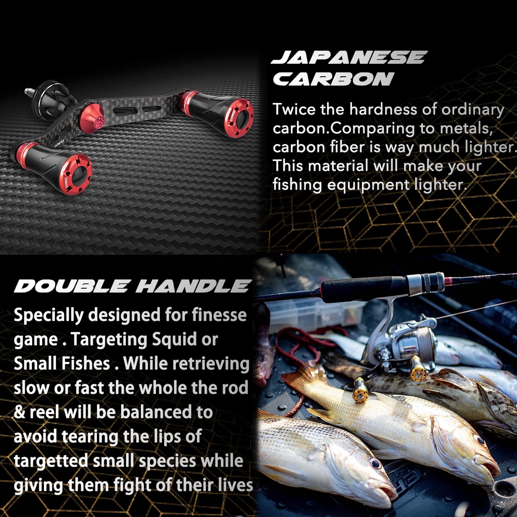 Tay cầm Gomexus chất liệu sợi carbon kép cho máy câu cá Shimano Vanford DAIWA Emeraldas AJING CDH