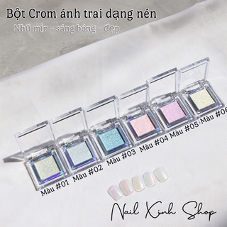 Bột crom, đắp móng crom ánh đủ màu ngọc trai, hiệu ứng tráng gương