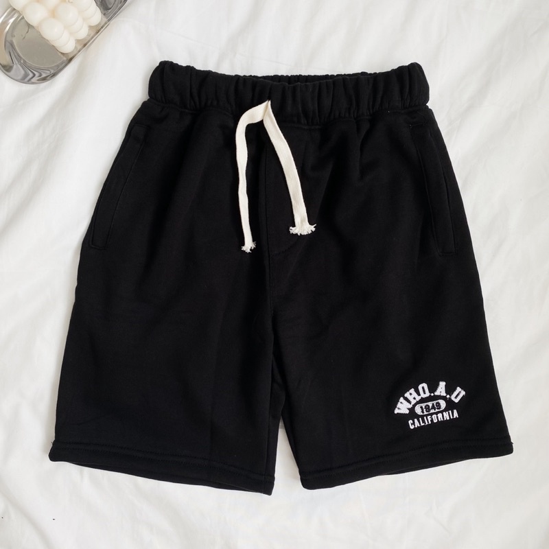 Quần đùi nữ - Quần short nam WHOAU unisex Homies cạp chun thêu chữ