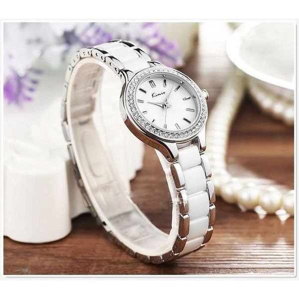 Đồng hồ nữ Kimio 6121, đồng hồ mặt tròn viền đính đá